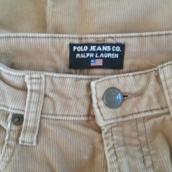 Vtg Polo Jeans Co Pants Corduroy High-rise Wide Straight Leg Camel Sz 2 - Picture 3 of 8